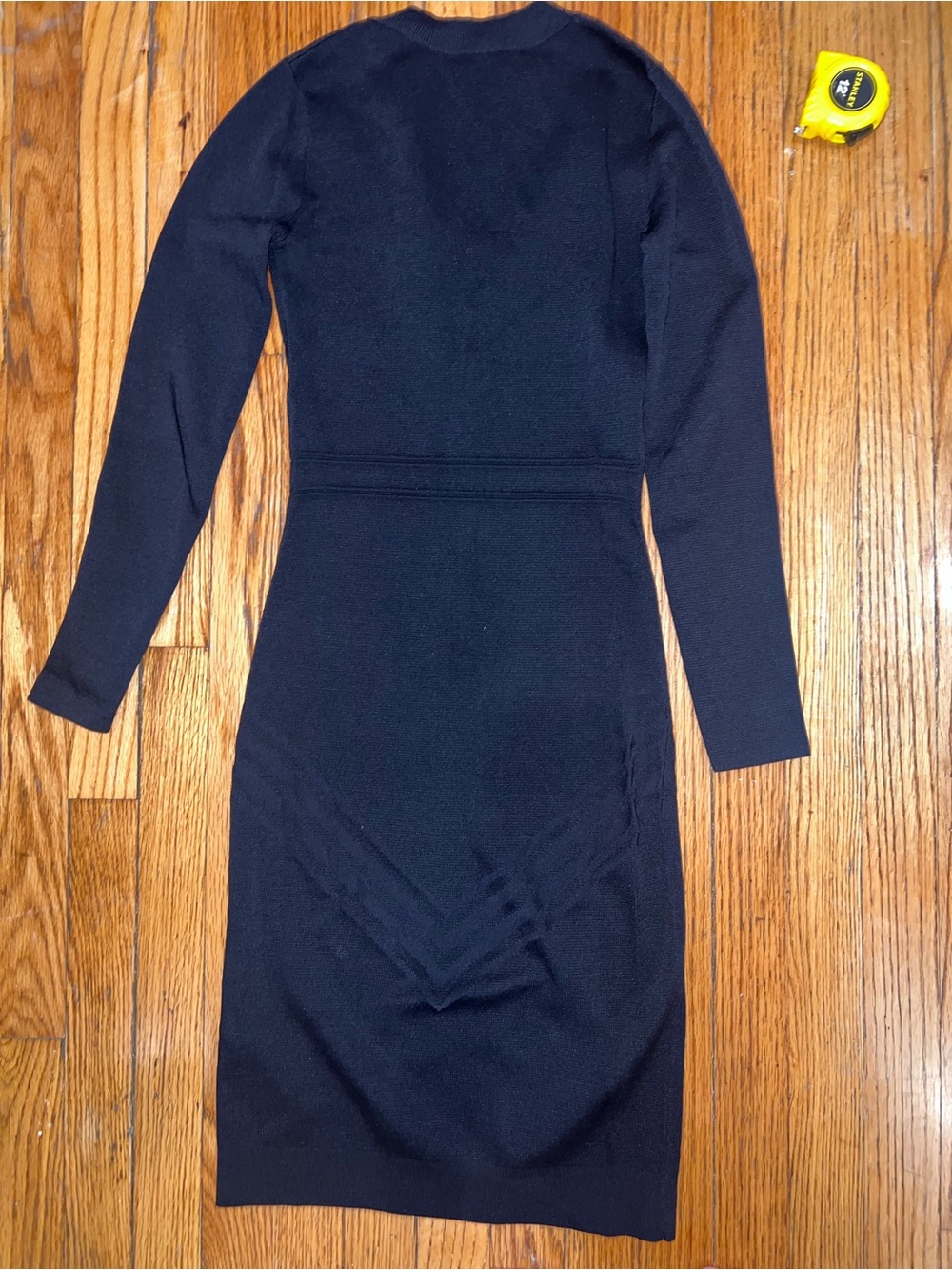 Reiss XS Dark Navy Knit Regan Bodycon Long Sleeve Button Frontr Midi Dress, sexy - Picture 6 of 9